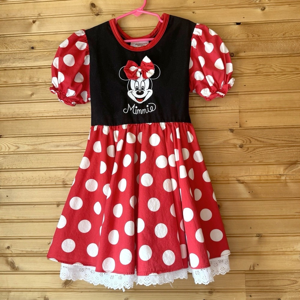 Disneyland Resort Dress Minnie Mouse Kids' Sz Large Red Polka Dot Flouncy Skirt